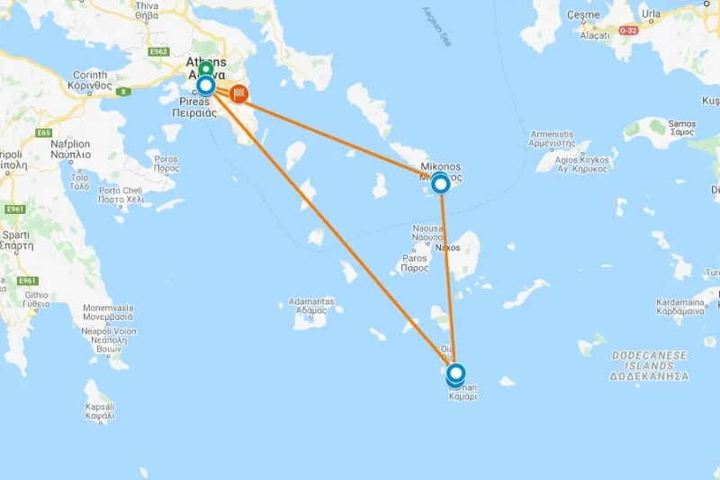 Travel to Athens, Mykonos and Santorini Package