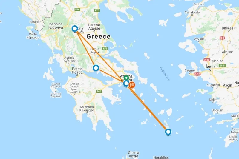 Travel to Athens, Delphi, Meteora and Santorini